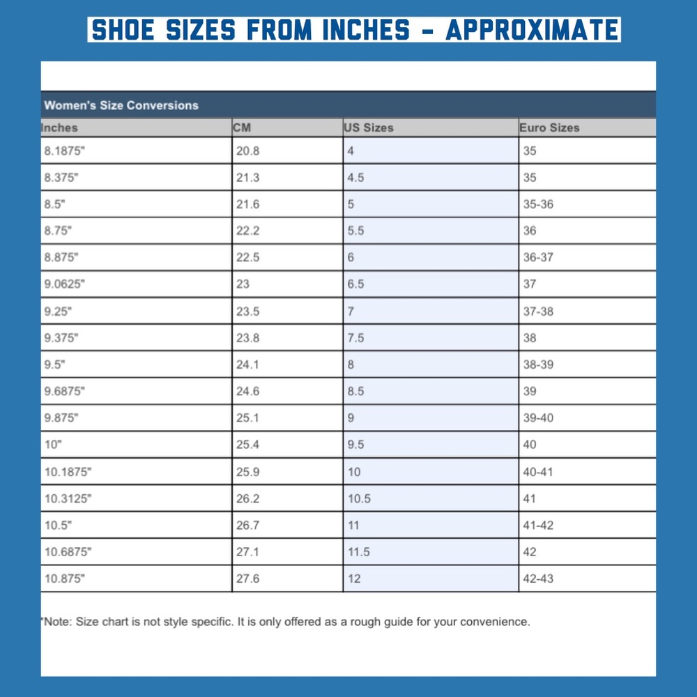 Shoe Size Chart